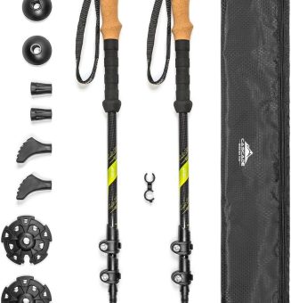 Cascade Mountain Tech Trekking Poles - Carbon Fiber Walking or Hiking Sticks with Quick Adjustable Locks