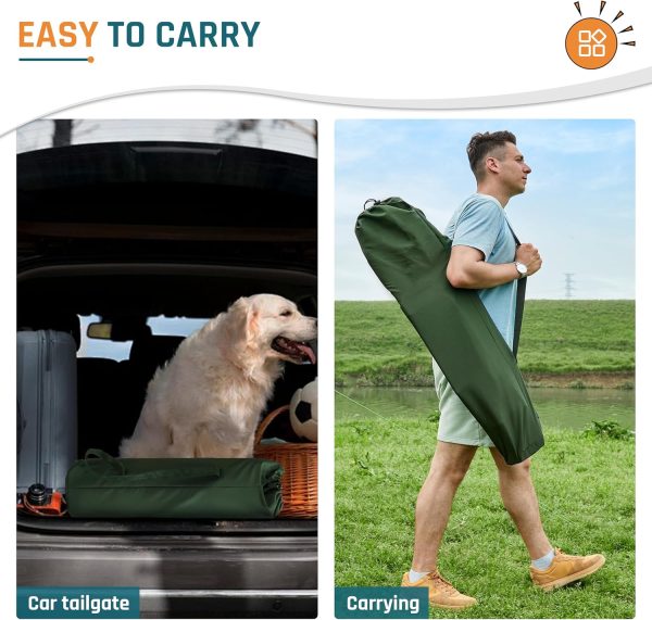 Oversized Folding Camping Chairs for Adults Heavy Duty Camp Chair Support 400 LBS Steel Frame Metal Arm Lawn Chairs with Swivel Cup Holder & Hollow Backrest Extra Large Outdoor Chairs Green - Image 9
