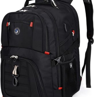 SHRRADOO Extra Large 50L Travel Laptop Backpack with USB Charging Port, College High School Backpack Airline Approved Business Work Bag Fits 17 Inch Computer for Men Women